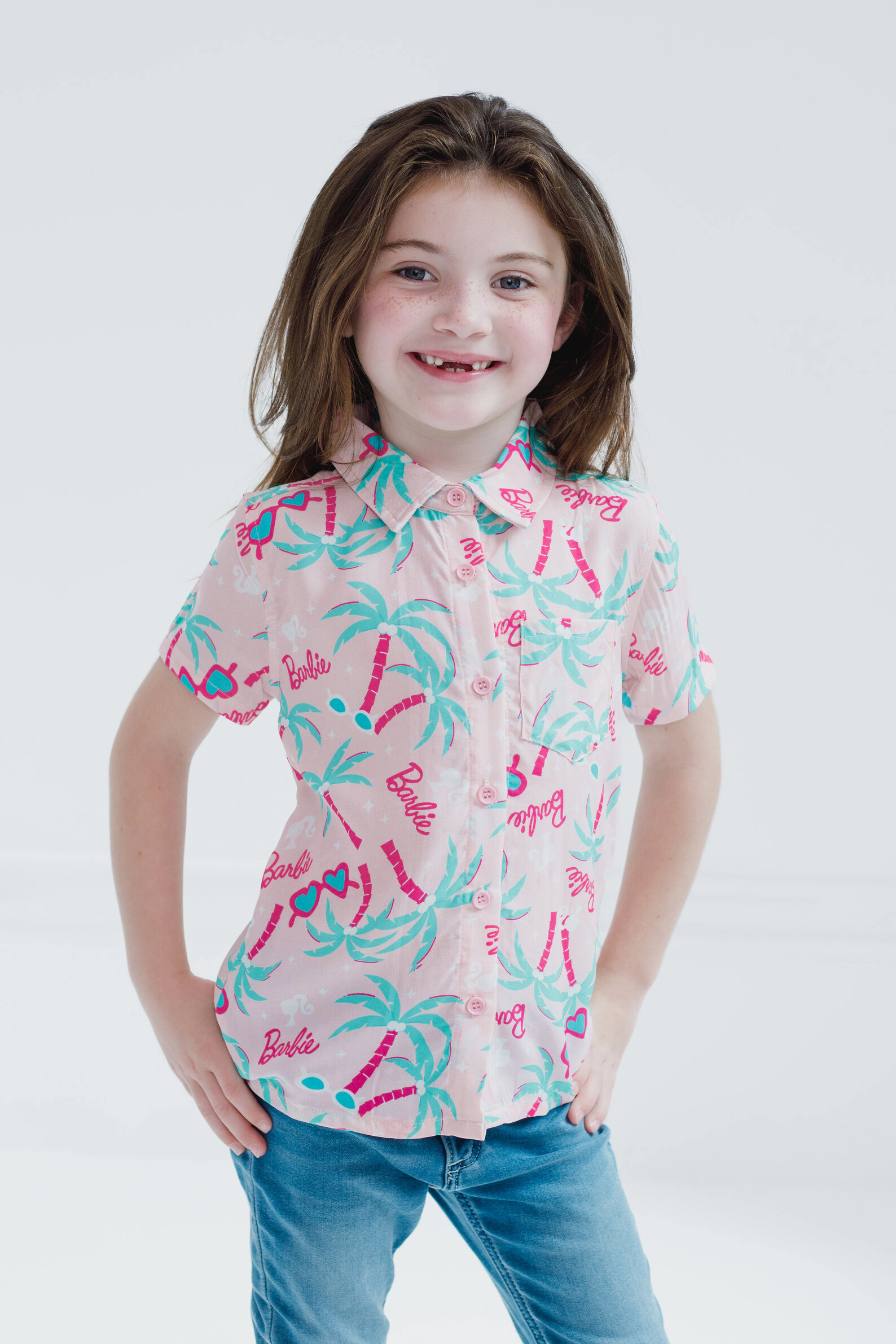 Barbie Girls' Hawaiian Button Down Shirt