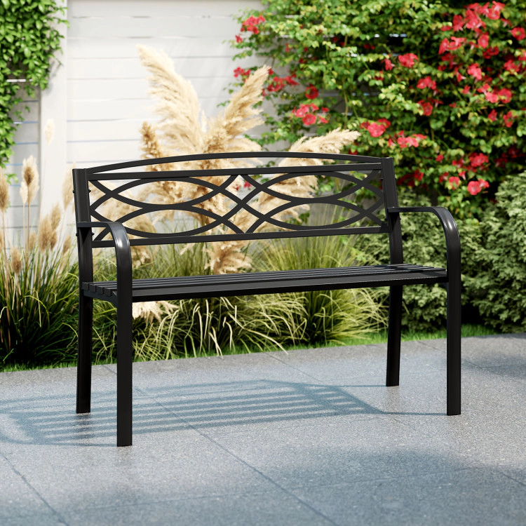 Hivvago Garden Bench With Curved Armrests And Backrest