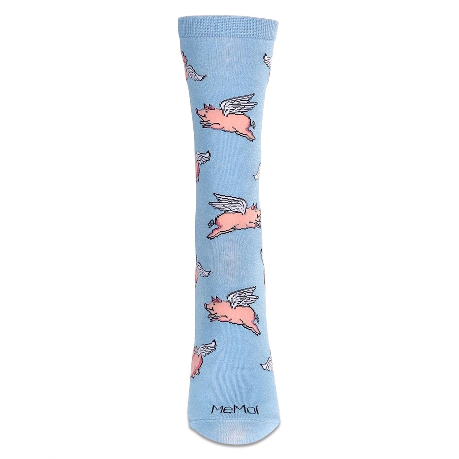 MeMoi Women's Flying Pigs Bamboo Crew Socks
