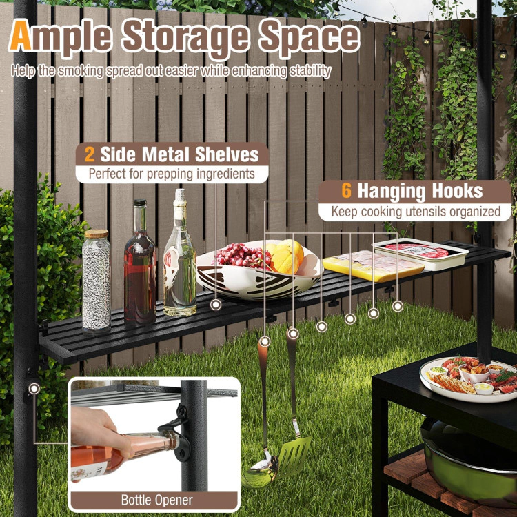 Hivvago Outdoor Grill Shelter with 2 Shelves and 6 Hooks