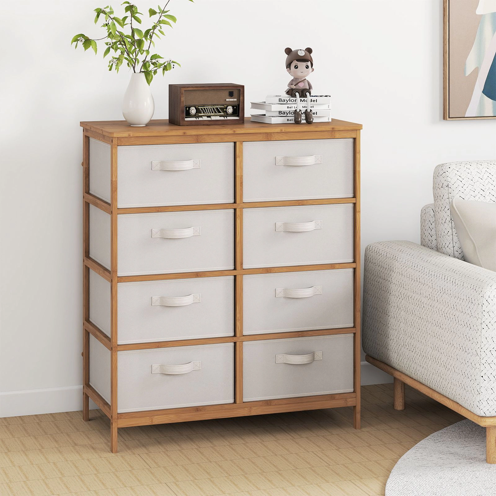 SlickBlue 8-Drawer Dresser with Fabric Storage Drawers