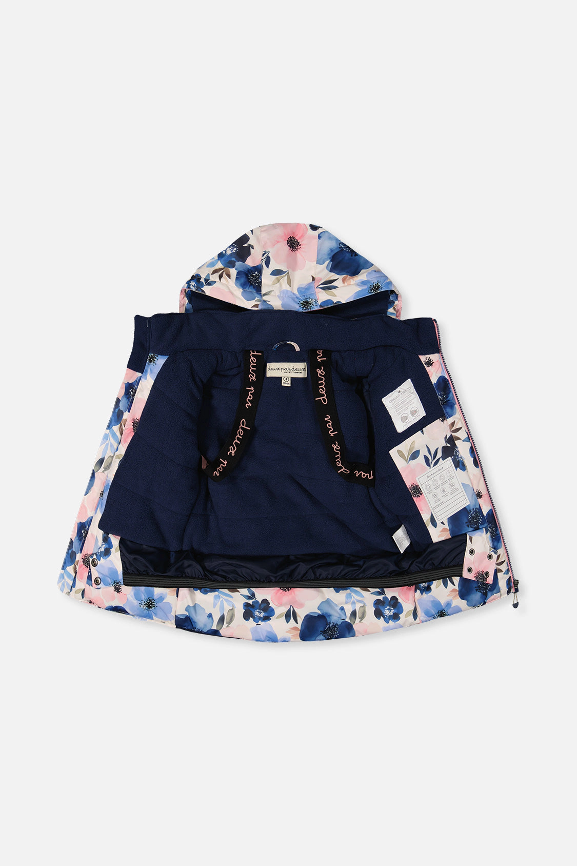 Deux par Girls Watercolor Flower Print Two Piece Play Snowsuit with Hooded Jacket and Snow Pants