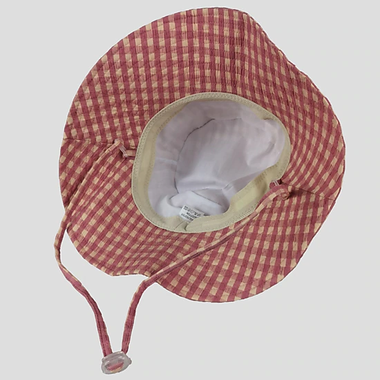 Anna-Kaci Women's Gingham Wide - Brim Sun Hat with Bow Chin Strap