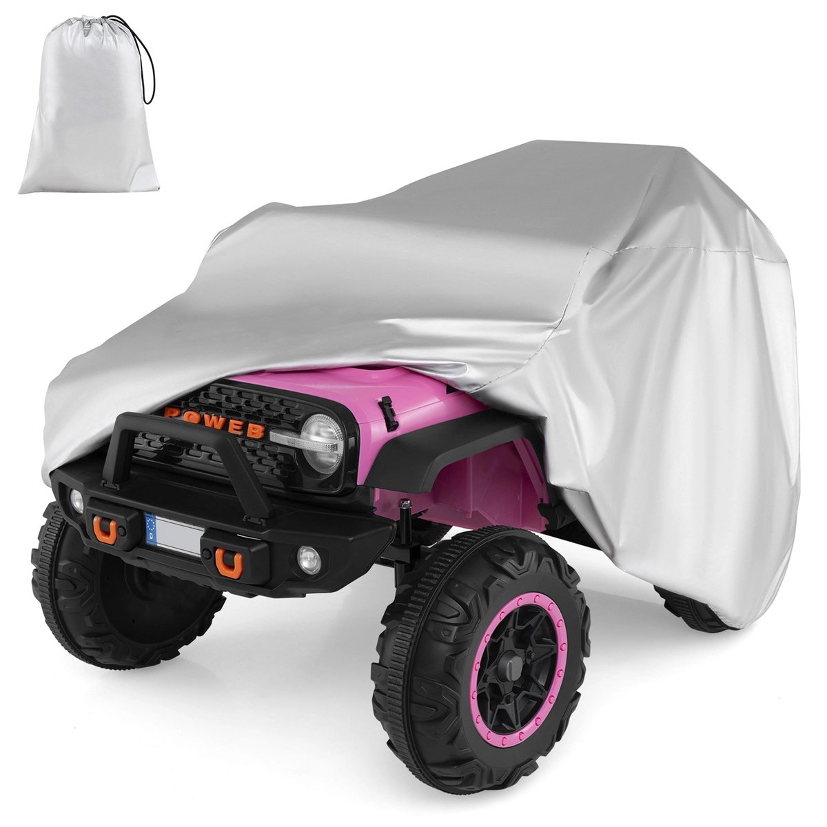SUGIFT Silver Storage Bag Weather Resistant Elastic Hem Kids Ride On Car Cover