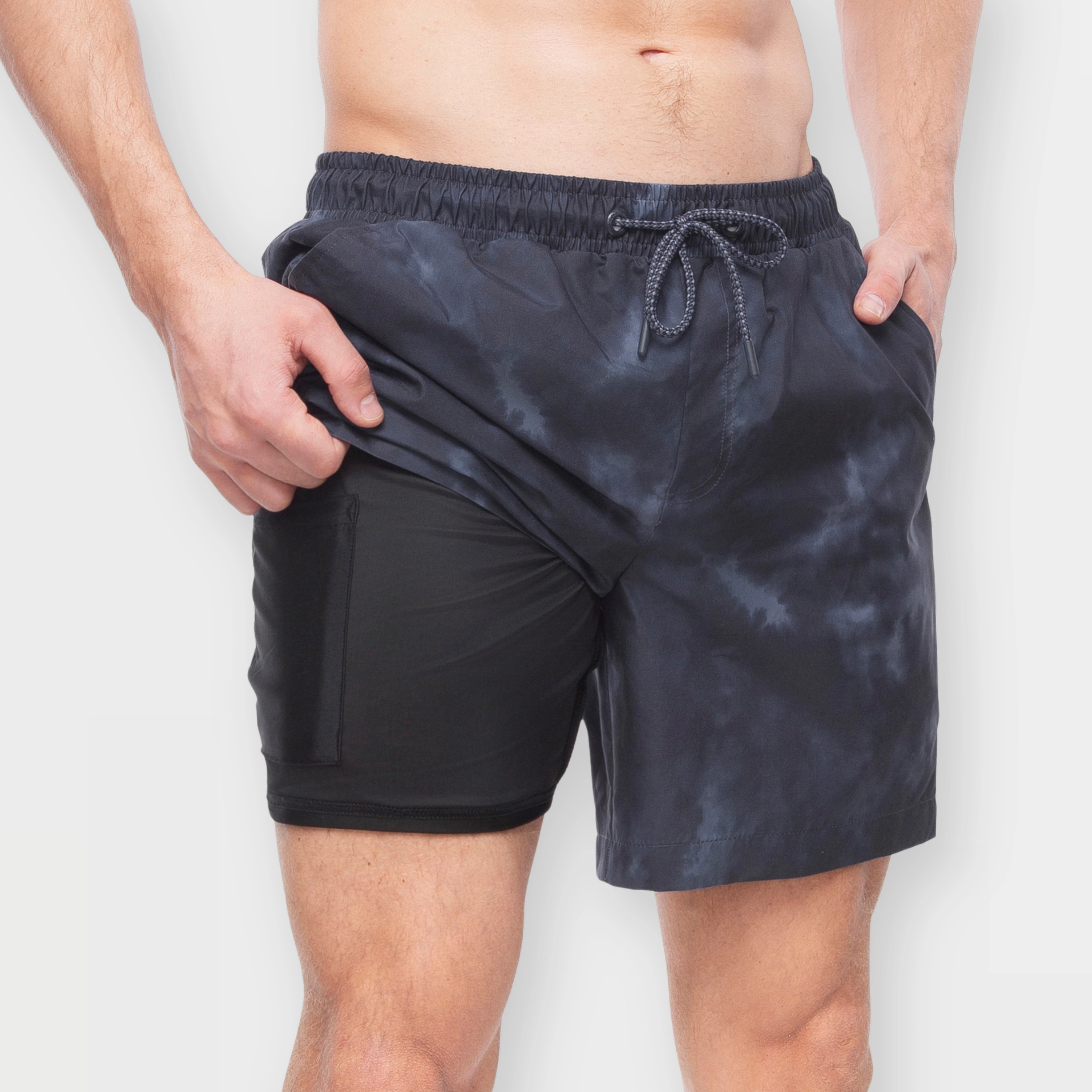 Rokka&Rolla Mens 7" Quick-Dry Swim Trunks with Compression Liner