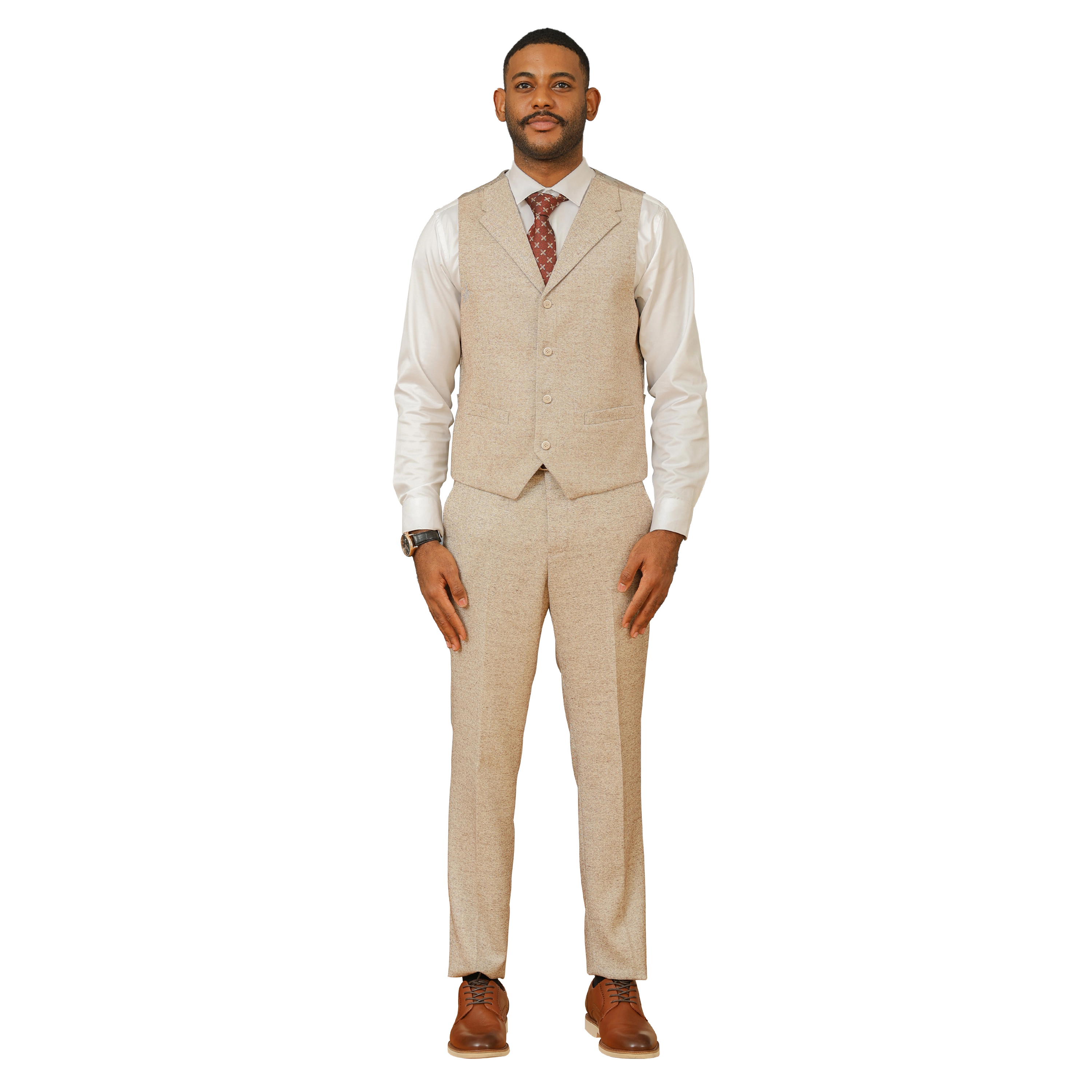 Sean Alexander Mens Regular Fit 3pc Tweed Textured Suit Set