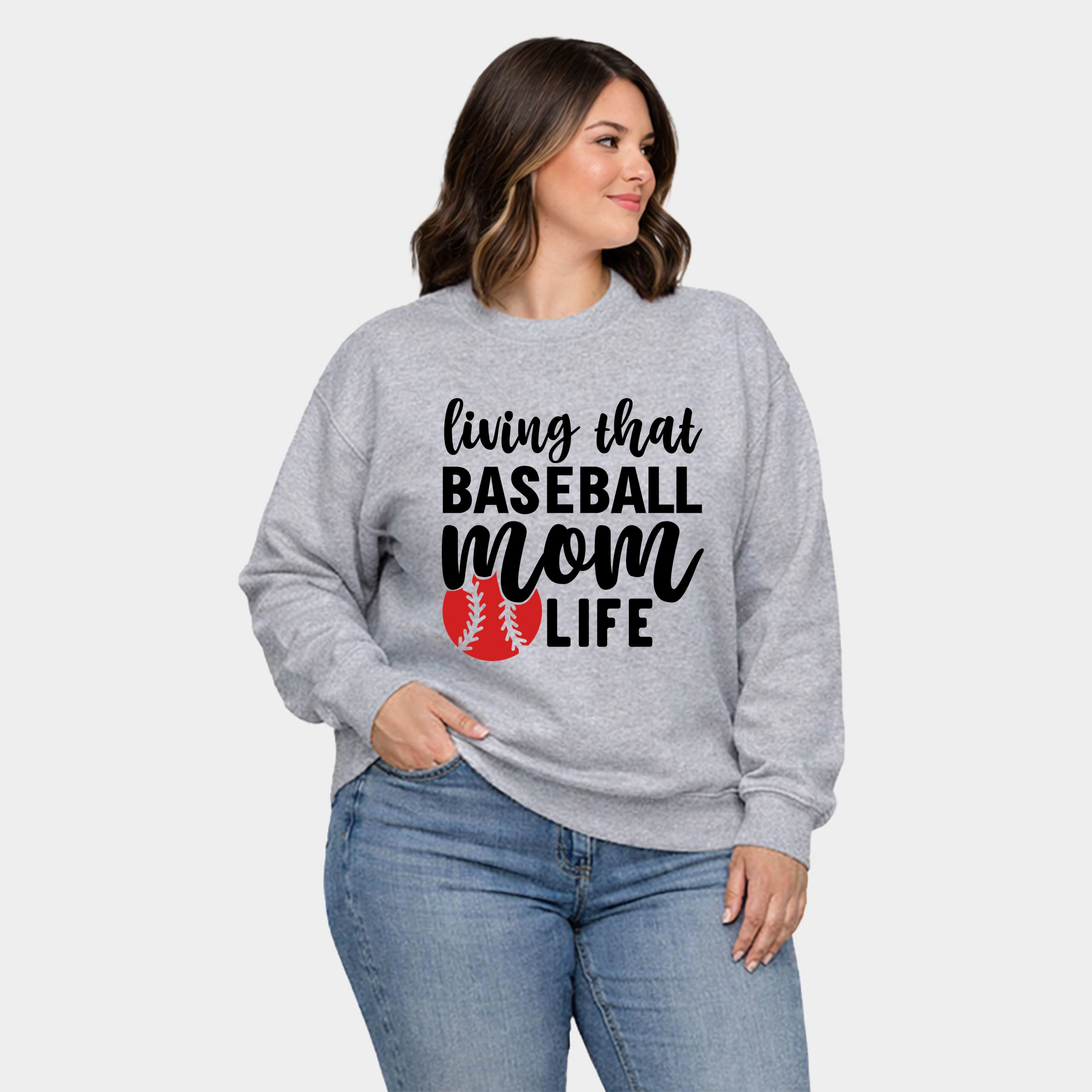 Simply Sage Market - Living That Baseball Mom Life With Ball  Women's Plus Sized Graphic Sweatshirt
