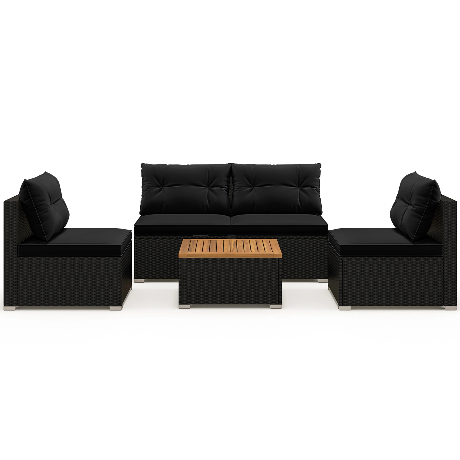 LJG 5 Piece Outdoor Furniture Set with Solid Tabletop and Soft Cushions