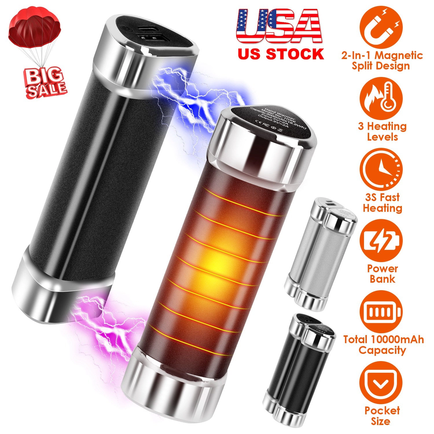 GBruno 2-in-1 Magnetic Hand Warmers Power Bank