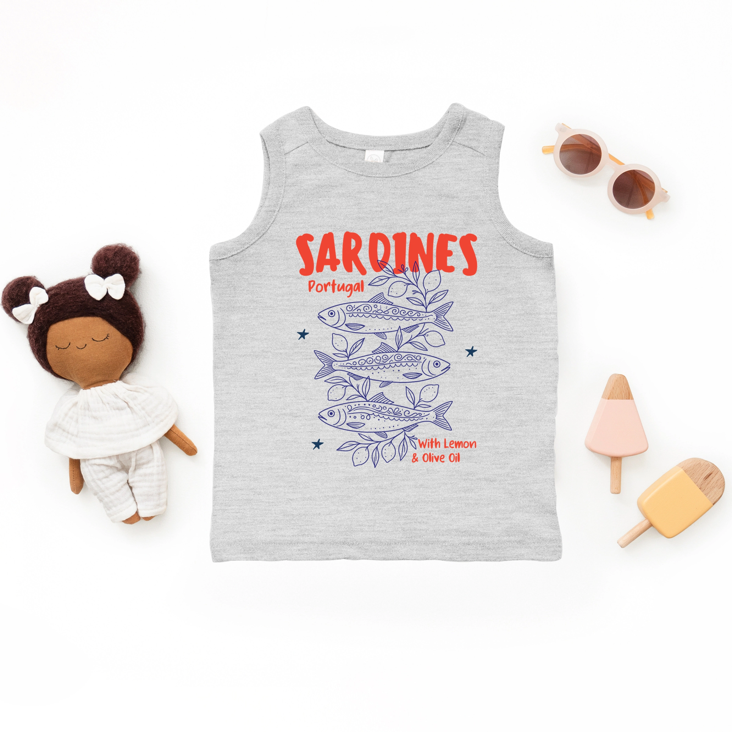 The Juniper Shop - Sardines With Lemon and Olive Oil Toddler Graphic Tank