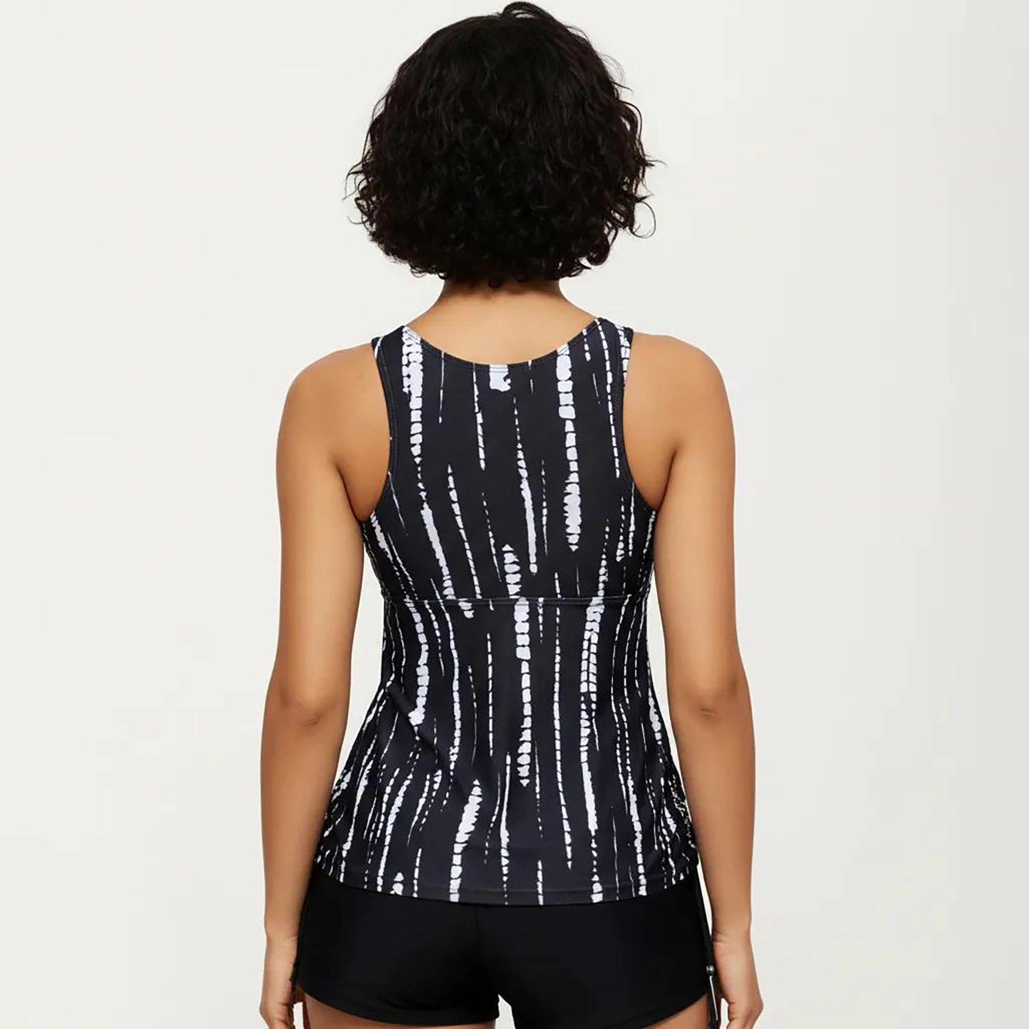 Anna-Kaci Womens Printed Flared Hem Tankini Set with Swim Shorts