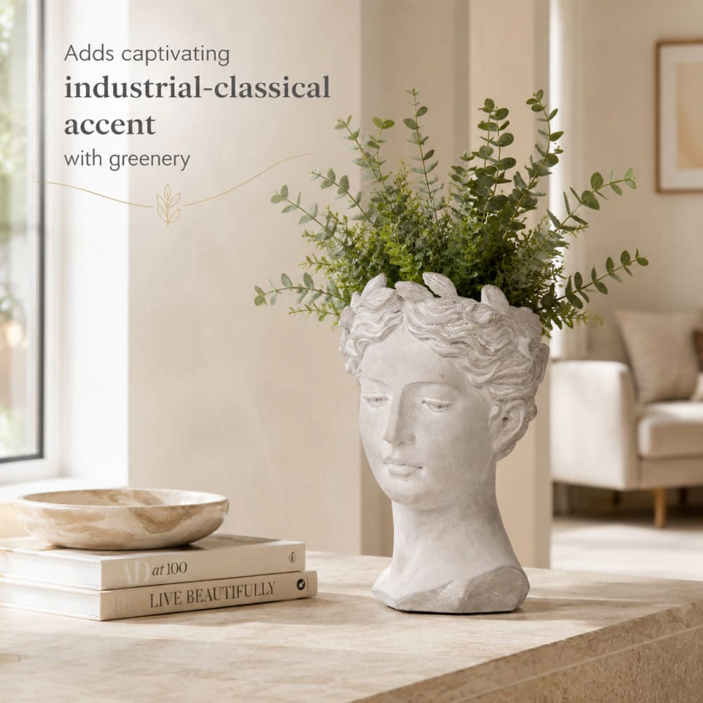 WOW PIONEER Solid Cement Cylindrical Planter Pot