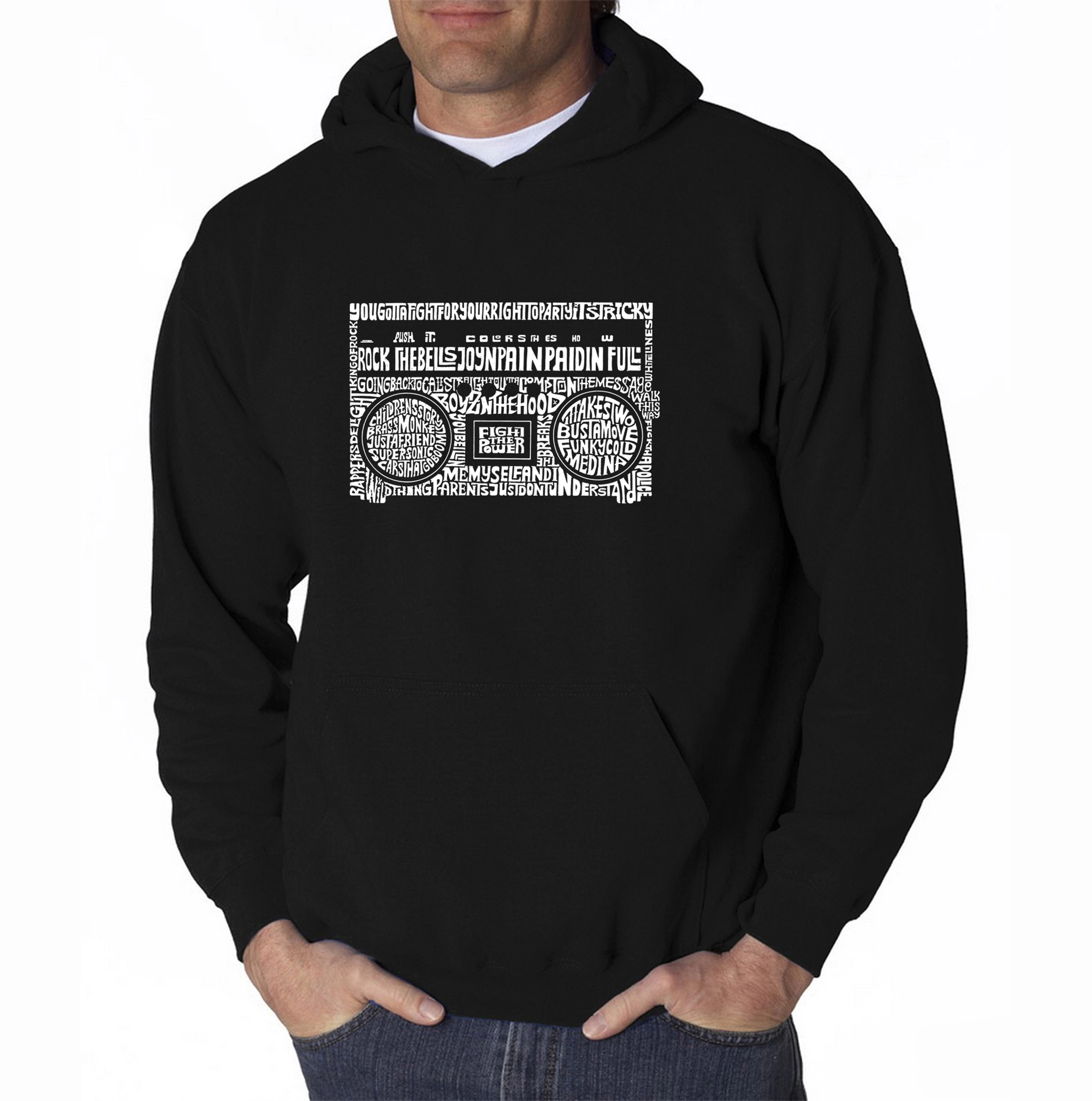 LA Pop Art Greatest Rap Hits of The 1980's - Men's Word Hooded Sweatshirt