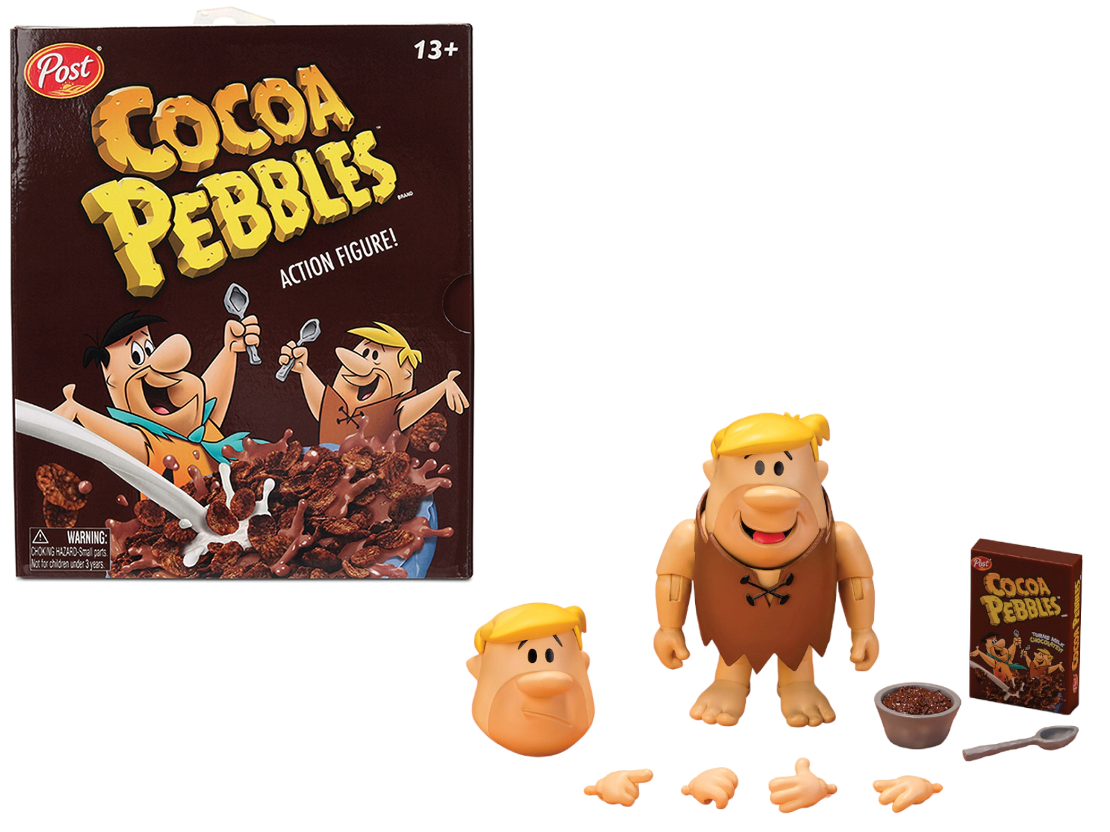 Jada Barney Rubble 4.5" Moveable Figure With Accessories And Alternate Head And Hands "The Flintstones - Post