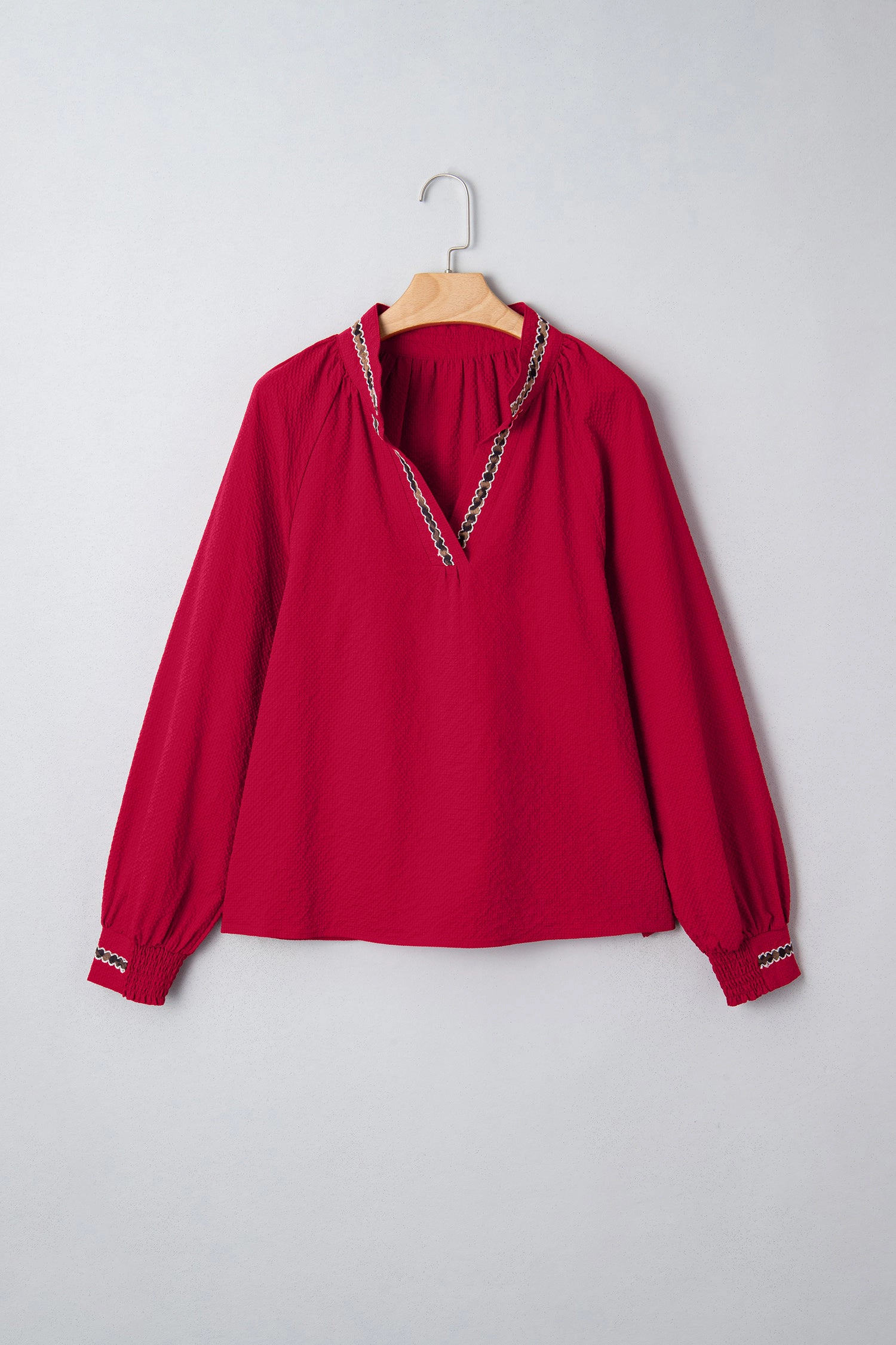 Threaded Pear Women's Eve Jacquard Print Textured Blouse