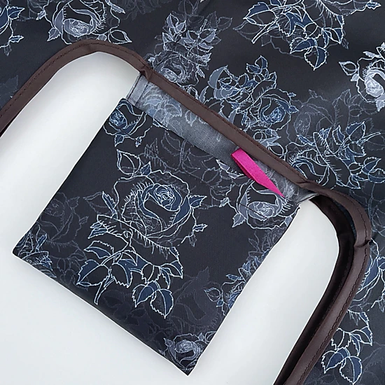 Wrapables Small JoliBag Collection Reusable Shopping Bag, Black Rose ...