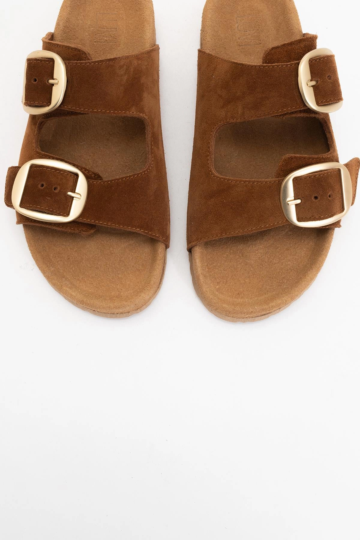 Forever & Always Womens Ovesta Soft Footbed Leather Slide Sandal