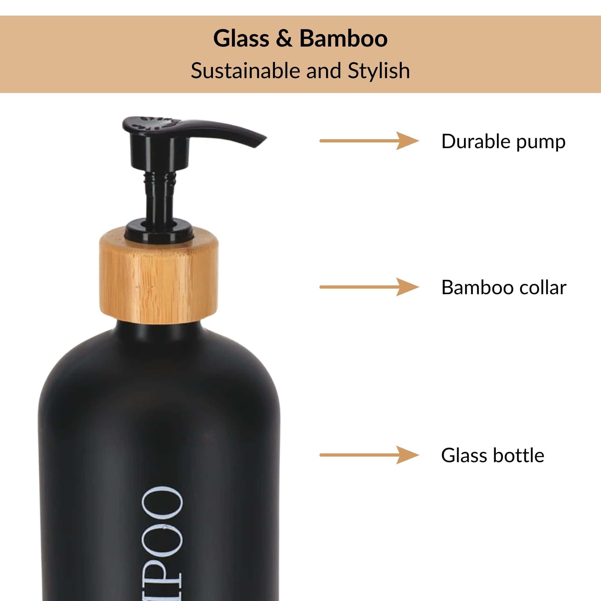 Evideco French Home Goods Matte Glass Soap Dispenser with Bamboo Collar - 8.5