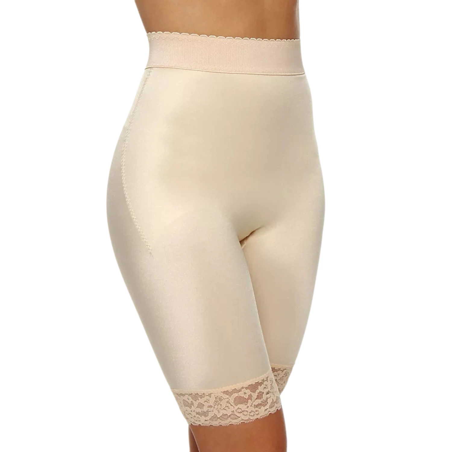 Rago High Waist Light Shaping Bike Short | Satin 4-Way Stretch with Built-In Panty Style 518