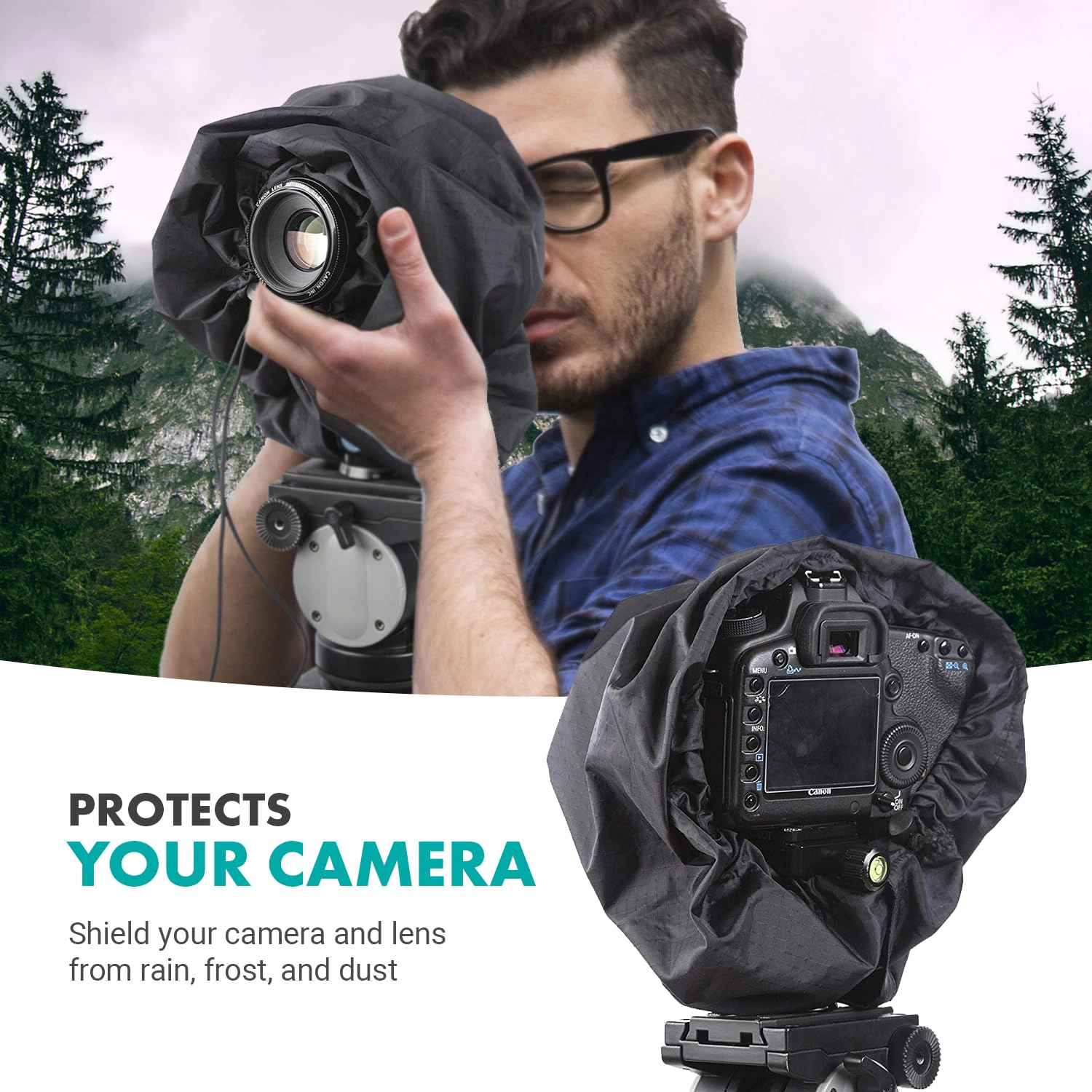 Movo CRC11 Camera Rain Coat Rain Cover for DSLR Cameras and Mirrorless Cameras and Lens (Junior Size: 11" x 14.5")