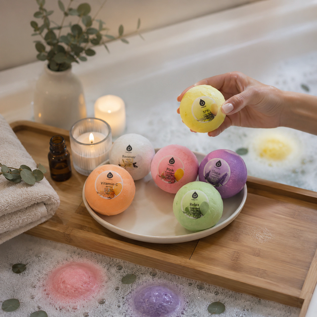Pursonic Women's Aromatherapy Bath Bomb Collection: Essential Oil Butterfly & Handmade Natural Bath Bombs Gift Set