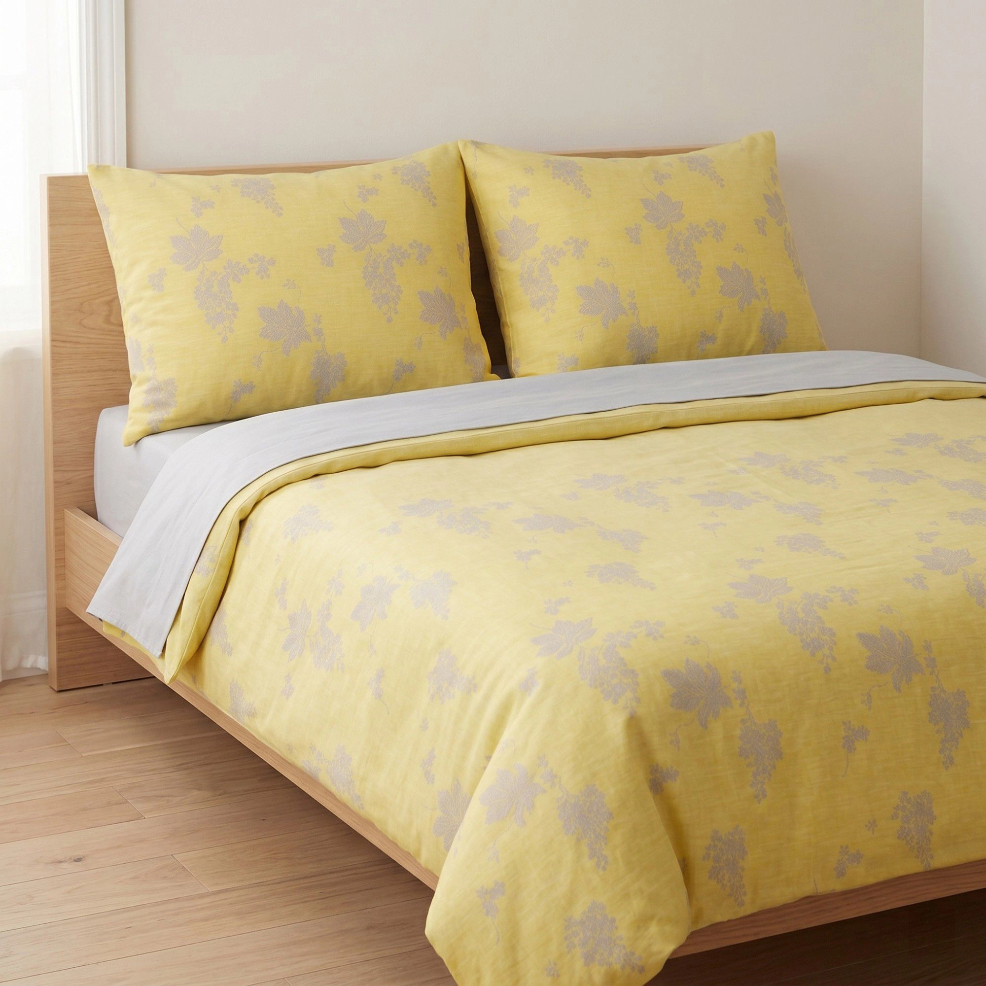 Alilang Unisex 4-Piece Cotton Bedding Set with Floral Print Duvet Cover, Pillowcases, and Flat Sheet for Elegant Bedroom