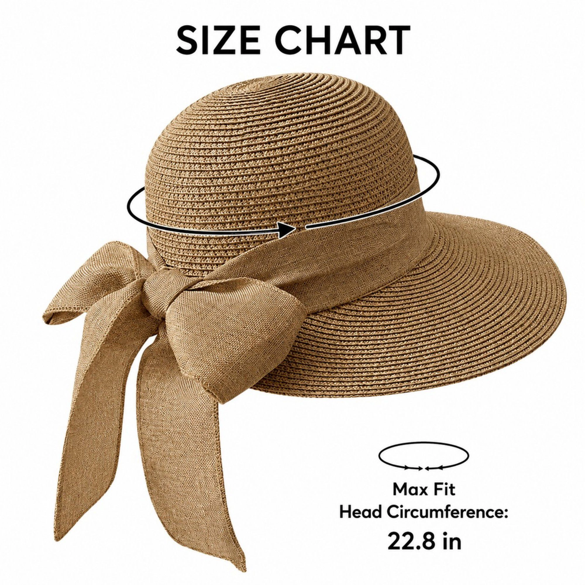Anna-Kaci Women's Summer Sun Hat for Women - Wide Brim Straw with Elegant Bow Detail