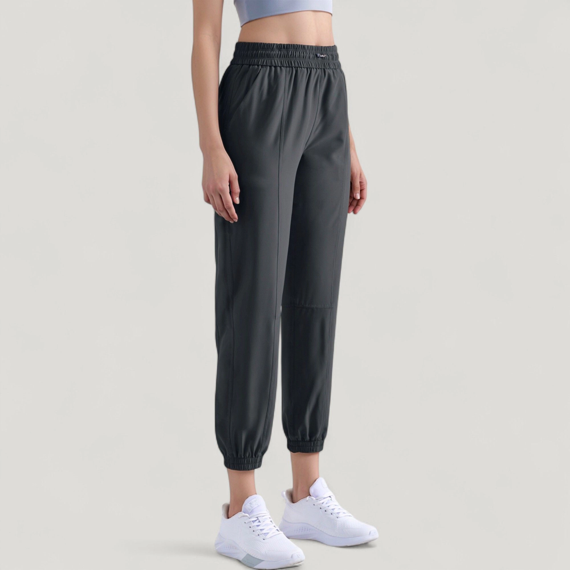 Anna-Kaci Women's High-Waist Jogger Pants with Elastic Cuffs and Side Pockets