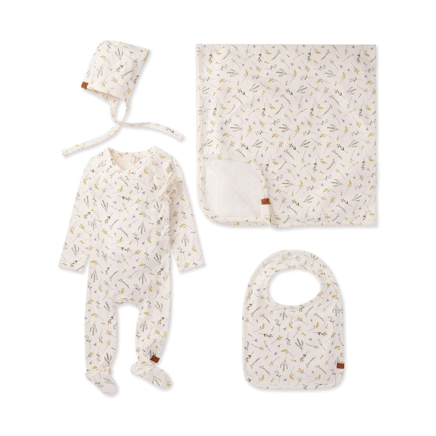 MeMoi 4 Piece Baby Girls "Pretty Petals" Rayon Blend Pointelle Footie Set
