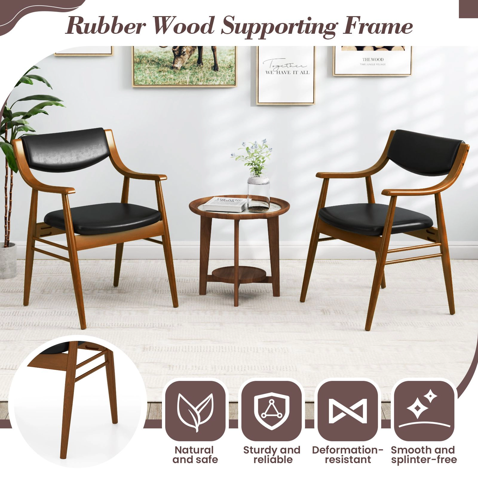 SlickBlue Upholstered Dining Chairs Set of 2 with Armrests