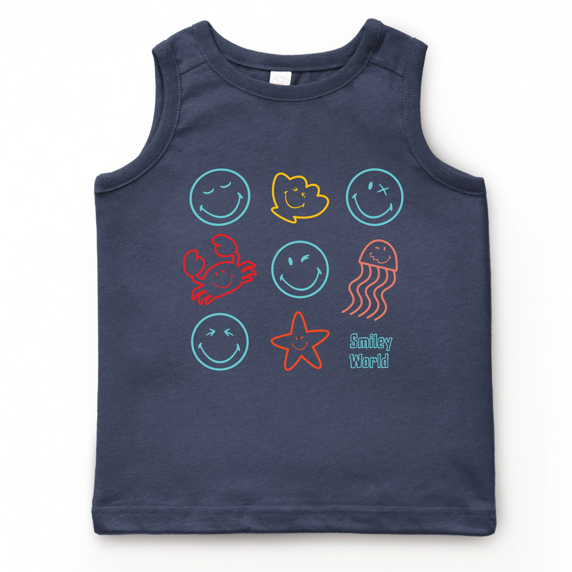 The Juniper Shop - Youth Tank Top SmileyWorld Sea Critters Grid