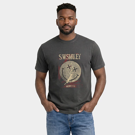 Simply Sage Market - Men's Garment Dyed Graphic T-Shirt - S.W.Smiley Paint Splatters X Eyes