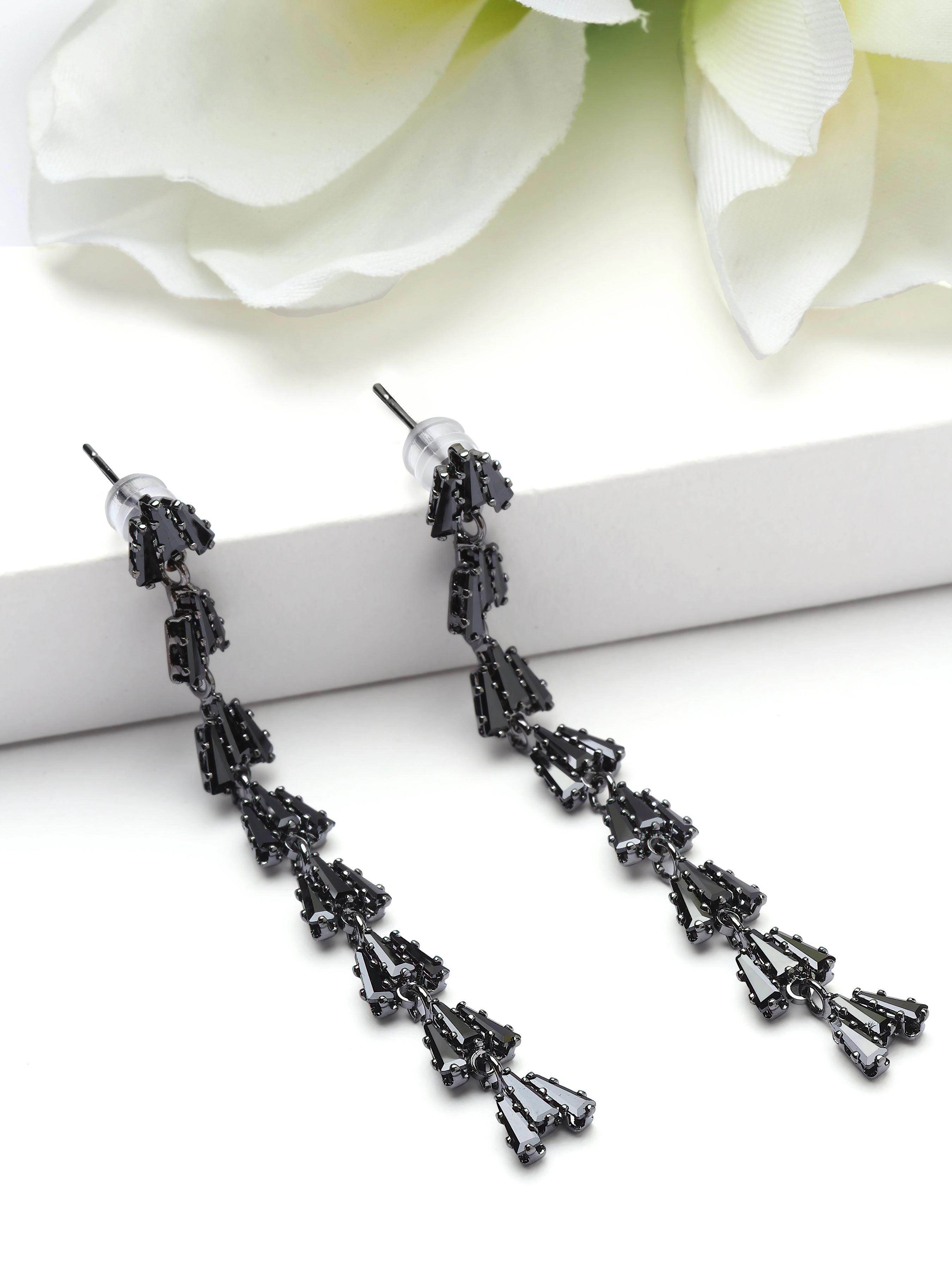 AGP PARIS Womens Linear Fringe Drop Earrings