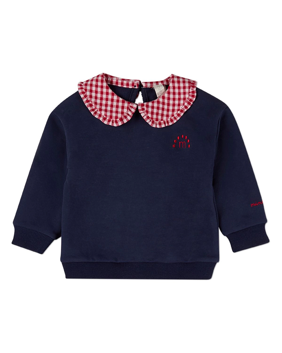 MeMoi Girls 2-in-1 Gingham-Ruffled-Collar Cotton-Rich Sweatshirt