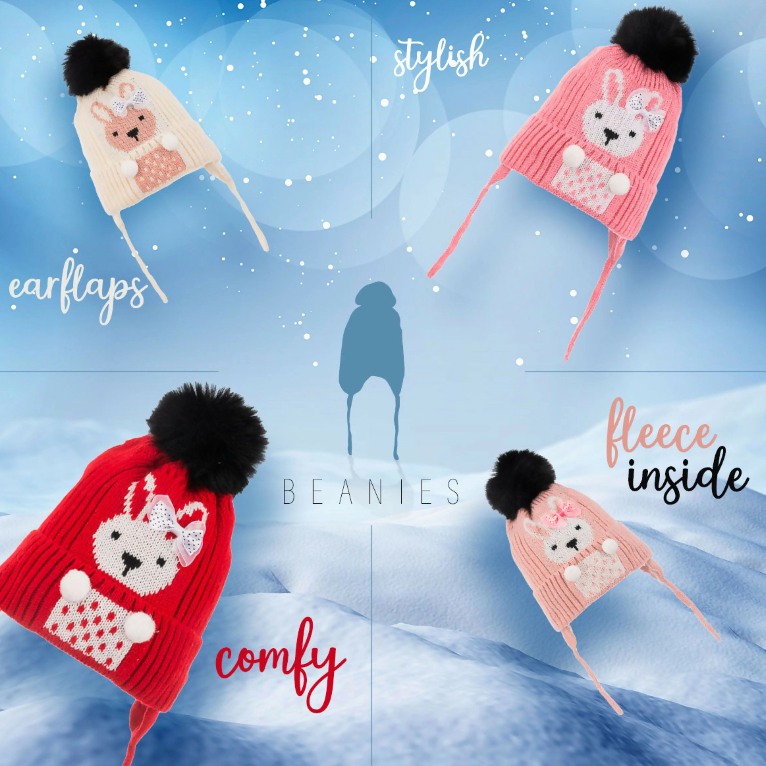 Wear Sierra Infant Girls Knitted Winter Beanie with Earflaps