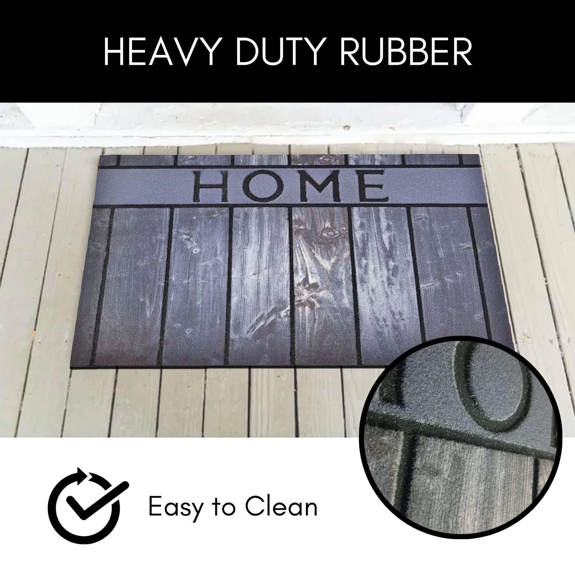 Evideco French Home Goods Gray Home Wood Rubber Doormat 30 x 18 Inches