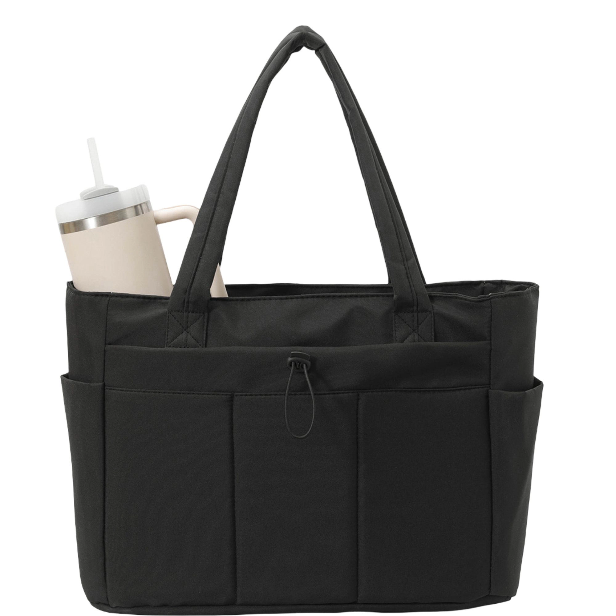 Alilang Women's Canvas Tote Bag with Zipper Closure and Multiple Exterior Pockets