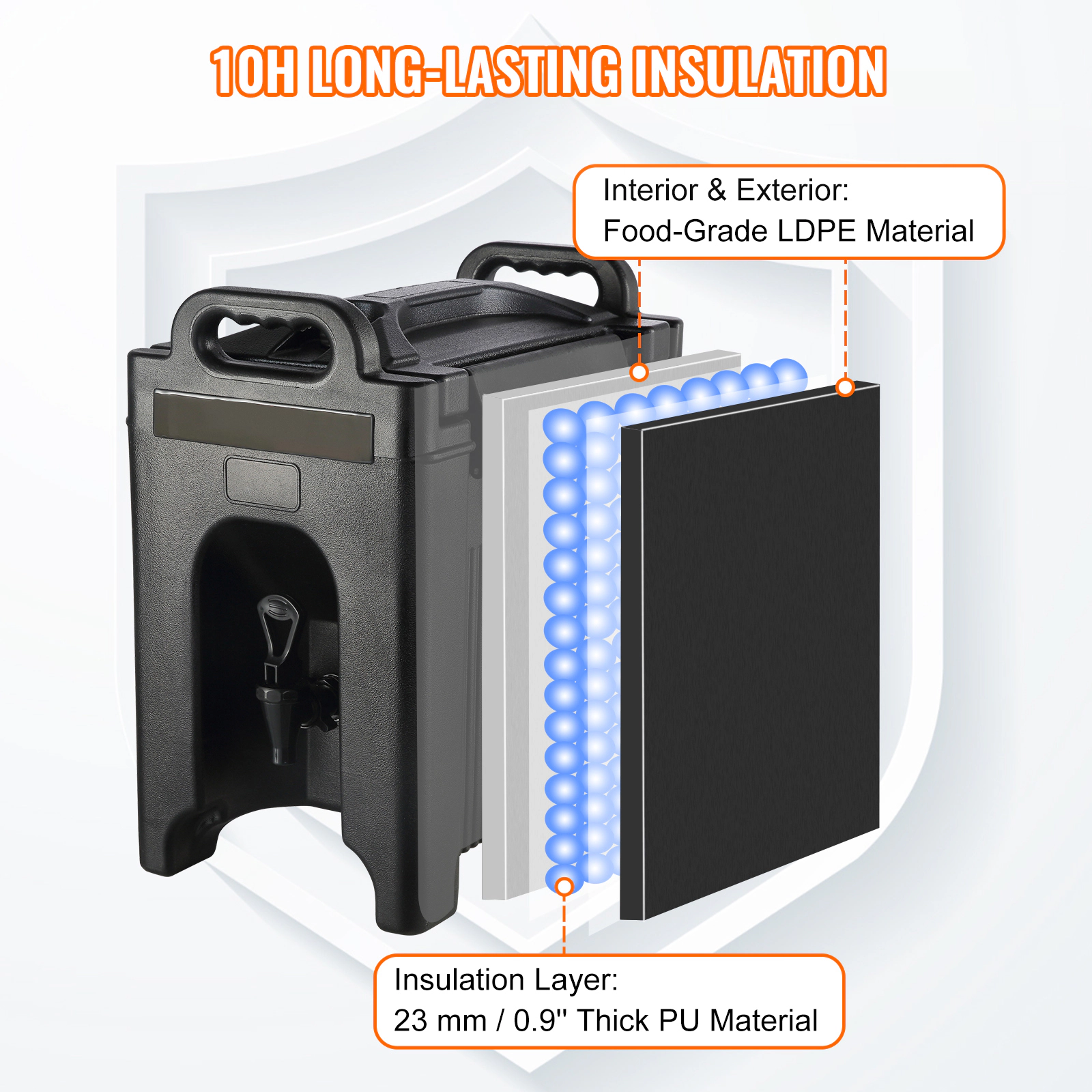 HONGGE Insulated Beverage Dispenser Food-grade LDPE Hot and Cold Beverage Server Thermal Drink Dispenser Cooler with