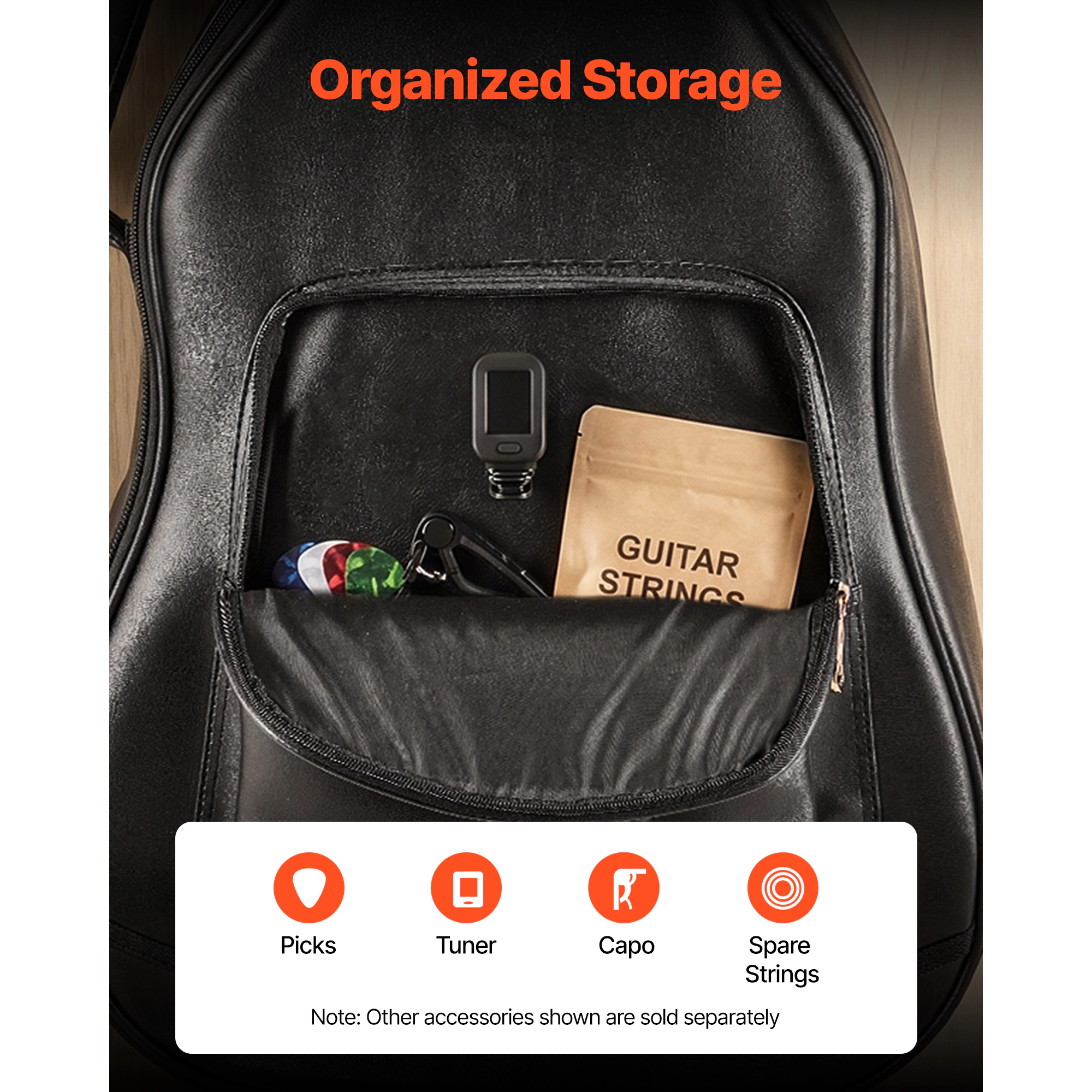 HONGGE Acoustic Guitar Bag 47.1 Inch Hard-Shell Protective Travel Carrying Case with Accessory Compartment Foam Padding