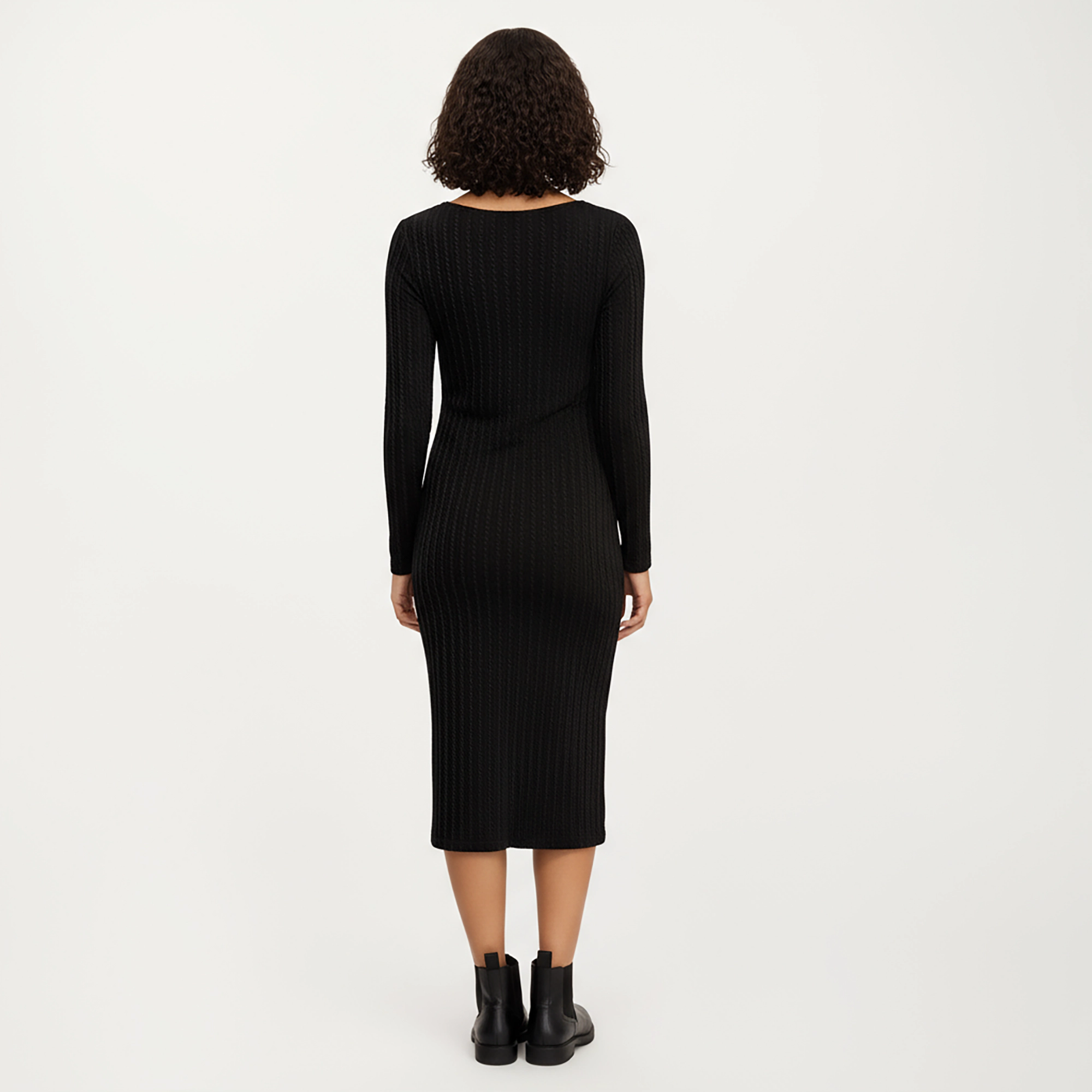 Anna-Kaci Women's Ribbed Knit Maternity Long Sleeves Scoop Neckline Stretch Fit Dress