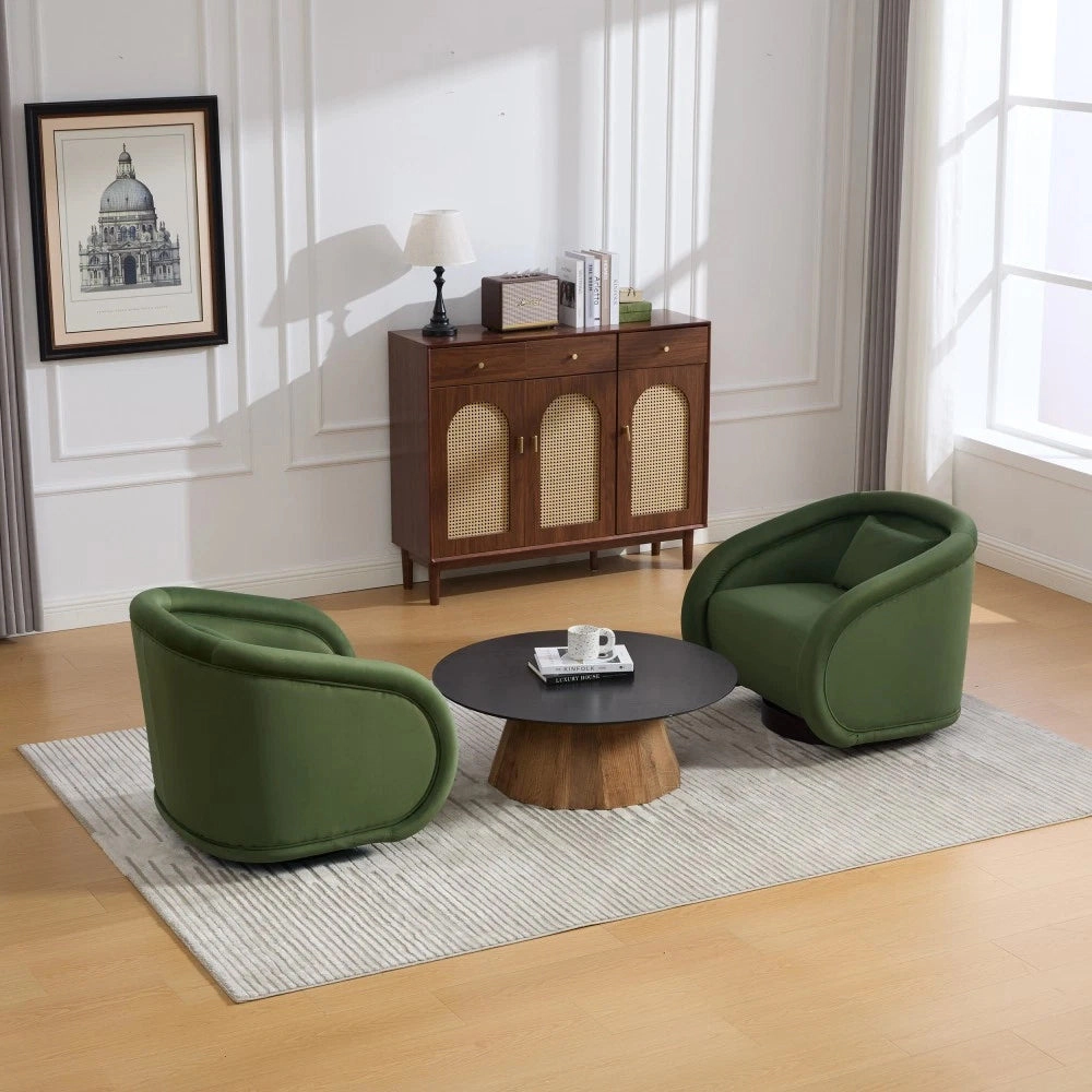 Envelor Luxury Boucle Velvet 360° Swivel Barrel Accent Chair