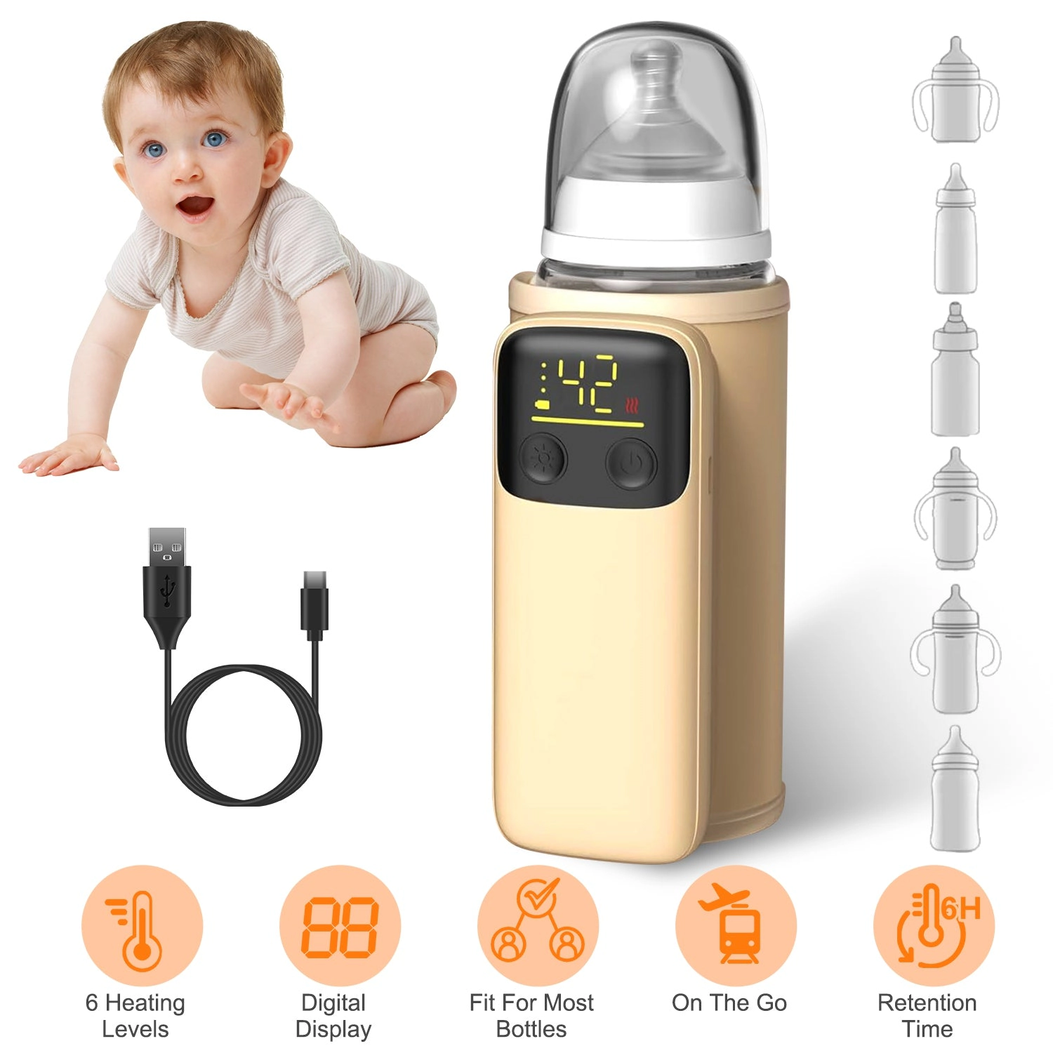 GBruno Kids' Kids' Portable Bottle Warmer With Night Light