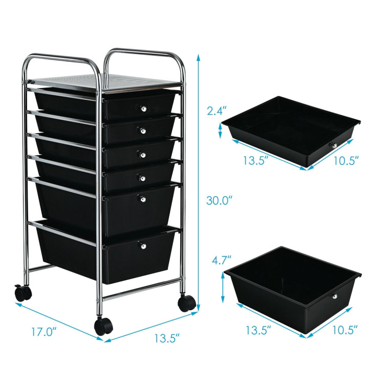 Hivvago Multifunctional 6 Drawers Rolling Storage Cart Organizer