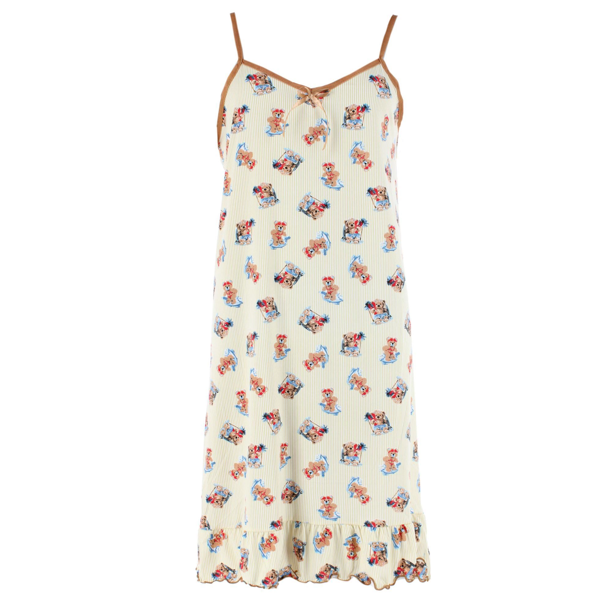 CTM Women's Sleeveless Vacation Print Chemise Nightgown by Emme Jordan