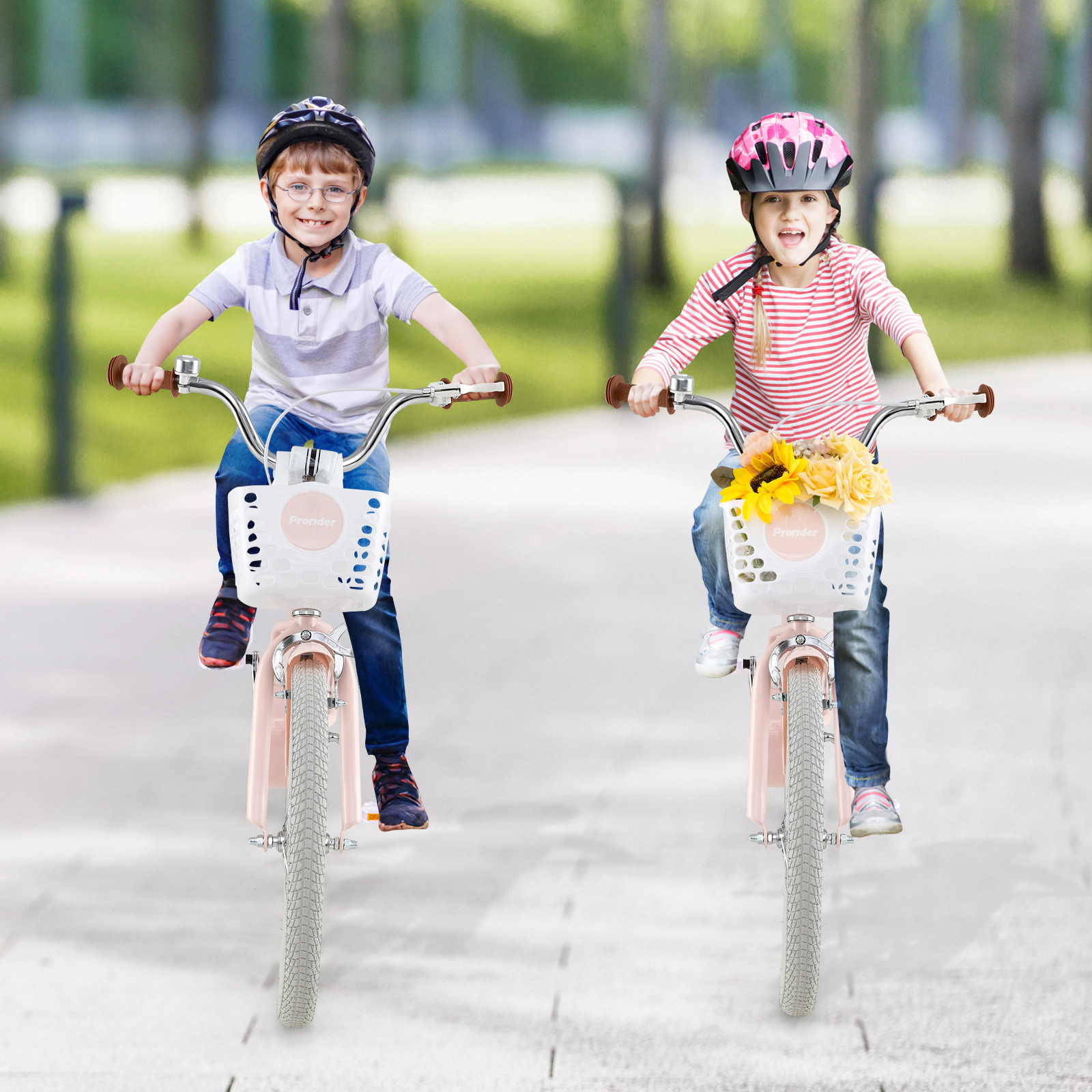 20-in Kids Bike Kickstand Removable Basket Dual Hand/Coaster Brakes Adjustable Seat Ages 8+ Pink