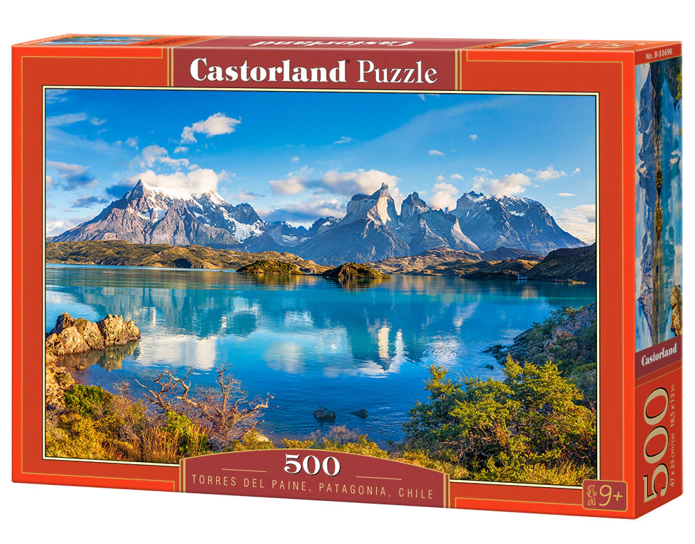 CASTORLAND 500 Piece Jigsaw Puzzle, Torres Del Paine, Patagonia, Mountain Landscape, Chile, Adult Puzzles, B-53698