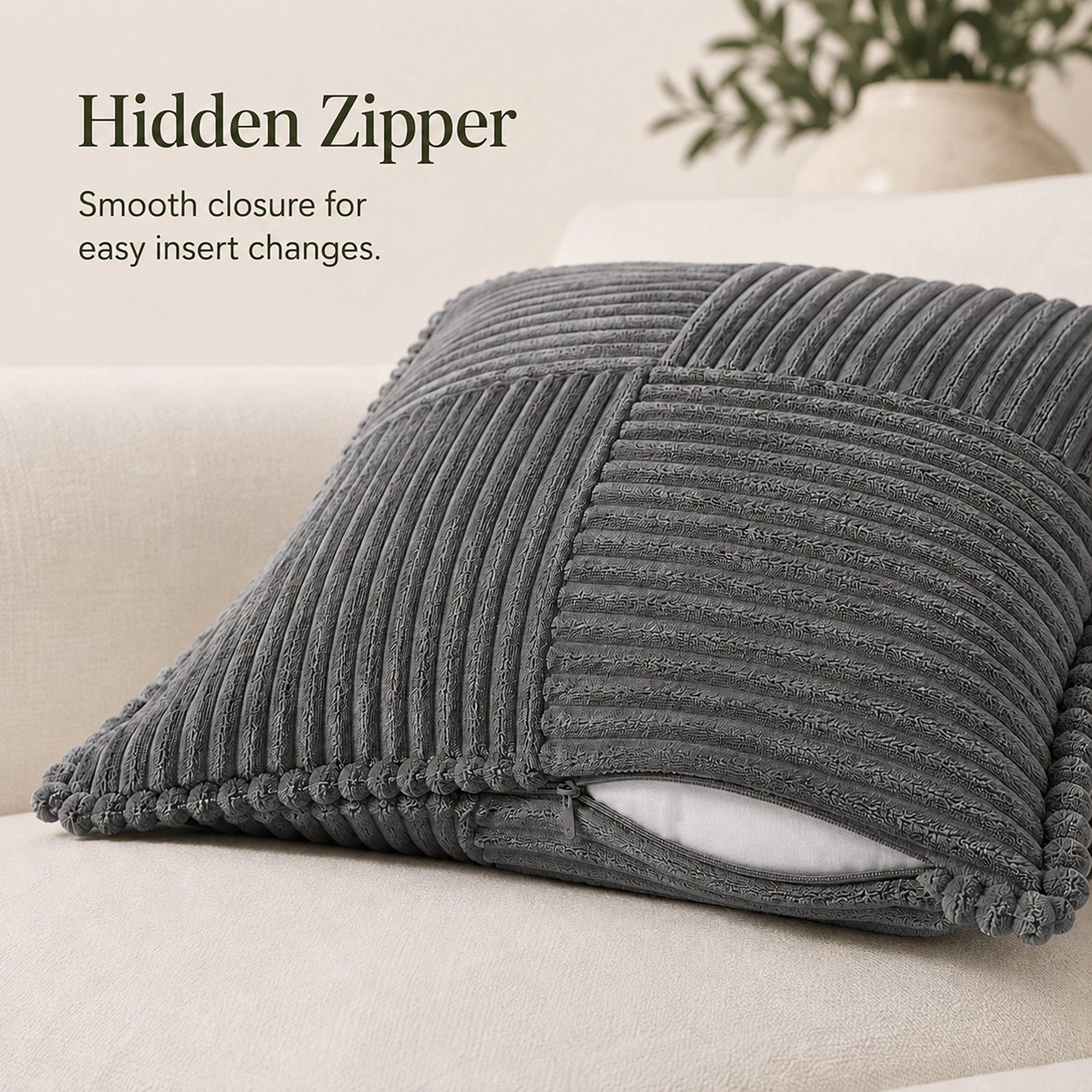 Alilang Unisex Soft Corduroy Decorative Throw Pillow Cover Geometric Accent Cushion for Sofa Bed