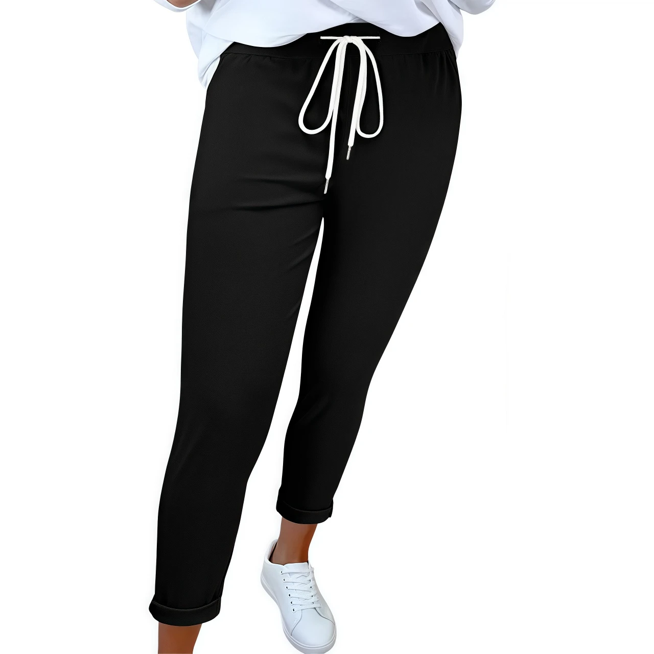 YesFashion Women's Capri Pants High Waisted Pull On Stretchy Waist Slim Capris Dress