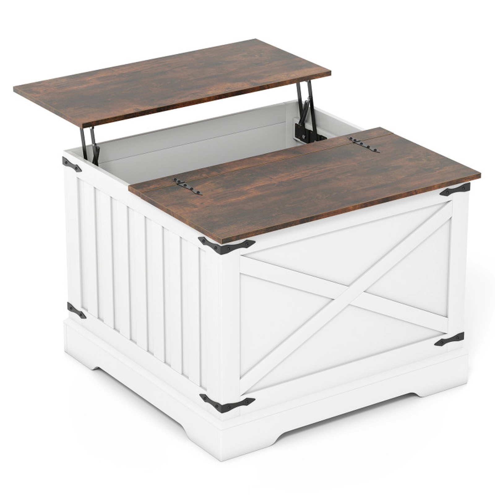 SUGIFT Farmhouse Lift Top Coffee Table with Hidden Storage Compartment Rustic Brown