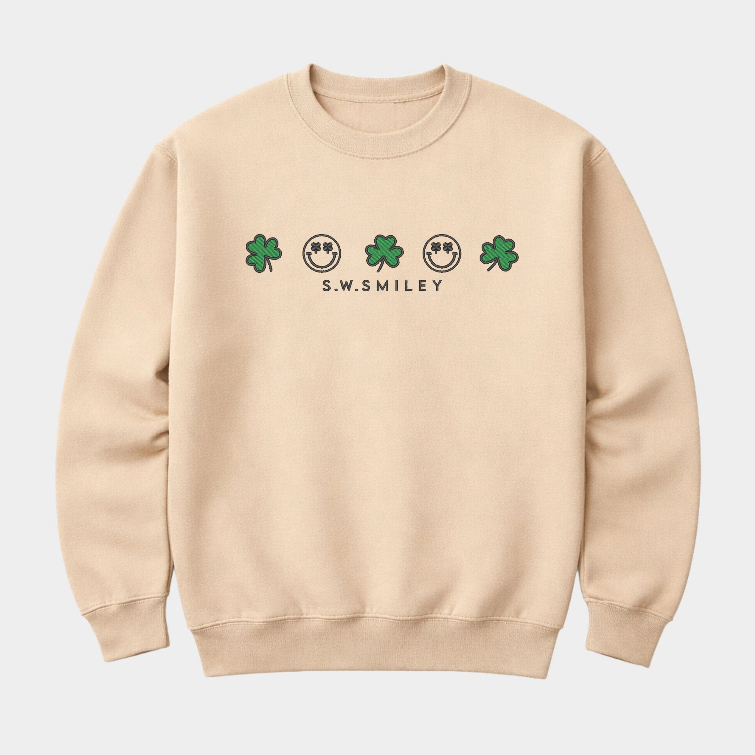 Simply Sage Market - Embroidered S.W. Smiley Clovers Row  Women's Graphic Sweatshirt